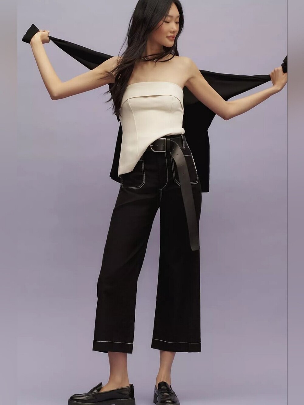 Maeve The Colette Crop Wide-Leg Pants: Contrast-Stitch Edition 26 Magic Fabric
